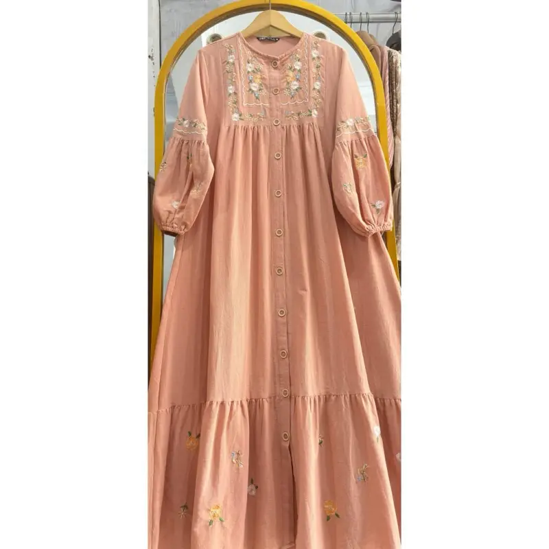 Gamis Bordir ZR terbaru Linen Cantik