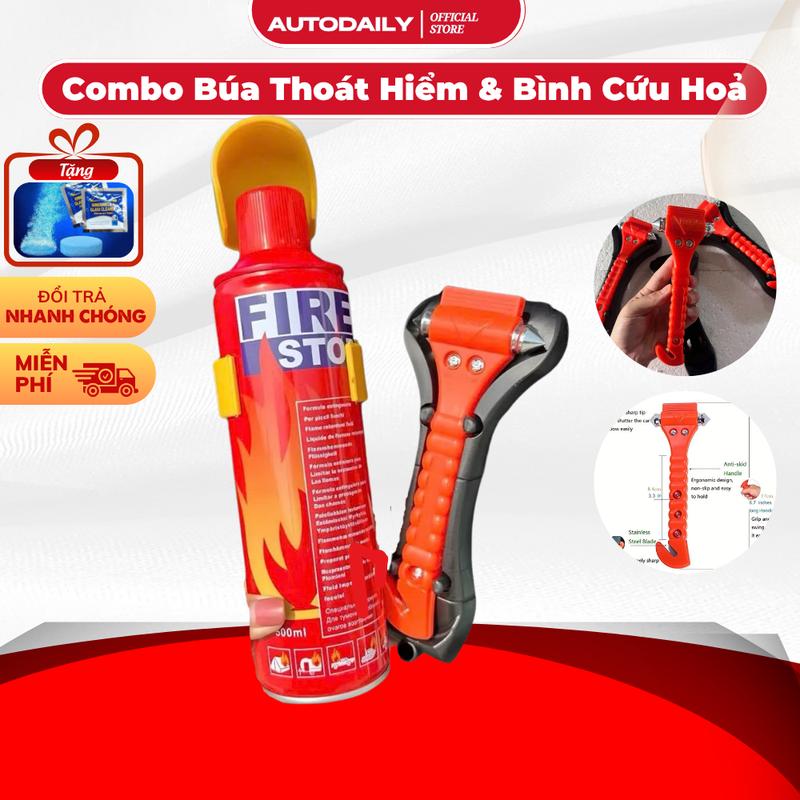   Combo An Toàn  Bình Cứu Hoả Và Búa Phá Kính Ô Tô Búa An Toàn Ô Tô Kèm Dao Cắt Dây An Toàn,Búa Cứu Hộ Phá Kính Thoát Hiểm Trường Hợp Nguy Cấp dụng cụ 