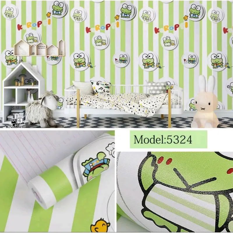 Wallpaper Dinding Motif Keroppi Pvc Kertas Stiker 1