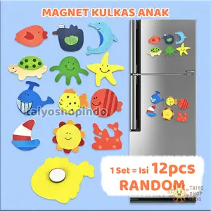 TAIYO Magnet Kulkas Anak Kayu Set RANDOM Isi 12pcs Lemari Mini Hewan Tumbuhan Aksesoris Dekorasi Hiasan