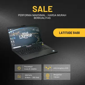 Latitude 5400 Laptop Intel Core i5-8265U 8GB RAM 256GB SSD Layar 14inch FHD Windows 11 Home 64-bit UHD Graphics 620