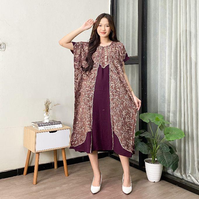 Daster Lowo Soraya Rayon premium Tebal Jumbo Busui Resleting Bumil Wanita Nyaman
