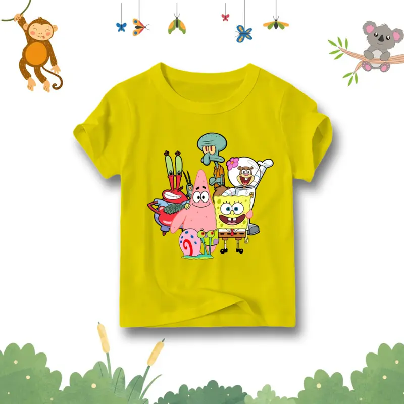 Baju atasan anak unisex gambar spongebob / kaos distro anak bahan adem / kids t-shirt 5