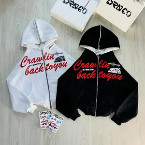 Hoodie Boxy Zipper DO I WANNA KNOW Sablon Foaming timbul dobel zipper bahan Flacee premium DRN.CO