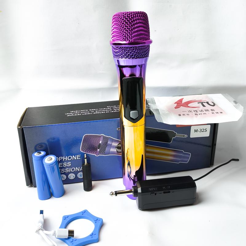 Microphone Professional Wireless Mic Fleco M-32S Single High Quality  Jack Besar 6.5mm dan adapter jack kecil 3.5mm 2