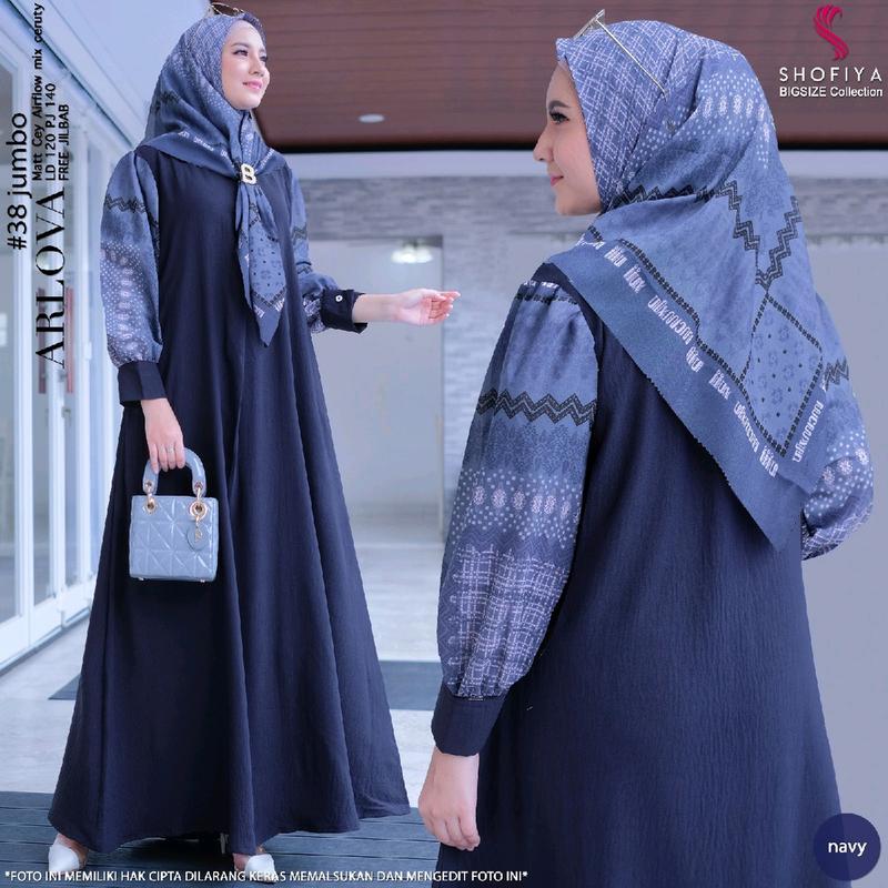 gamis wanita set hijab modis size jumbo arlova series 120 by shofiya kekinian Linen Kancing Airflow 6
