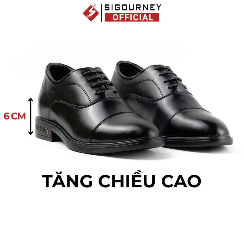  Giày Nam Tăng Chiều Cao 6cm SIGOURNEY SIG-33 Da Bò Nguyên Tấm 
