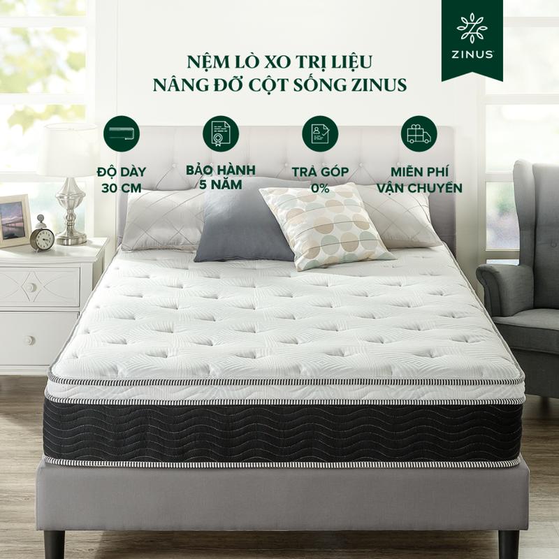 Nệm lò xo độc lập hỗ trợ trị liệu cao cấp Zinus - 12in iCoil Premium Spring Mattress