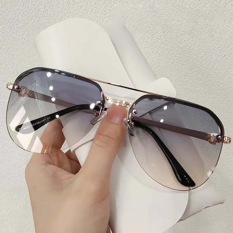 Kính Râm Thời Trang Hàn Quốc, Phong Cách BREEZES, Dành Cho Phụ Nữ Và Nam Giới, Thích Hợp Cho Các Hoạt Động Mùa Hè, Đi Biển Và Đi Xe Máy, Gọng Kim Loại, Gọng Nửa, Kính Chống Nắng, Gọng Lớn 4
