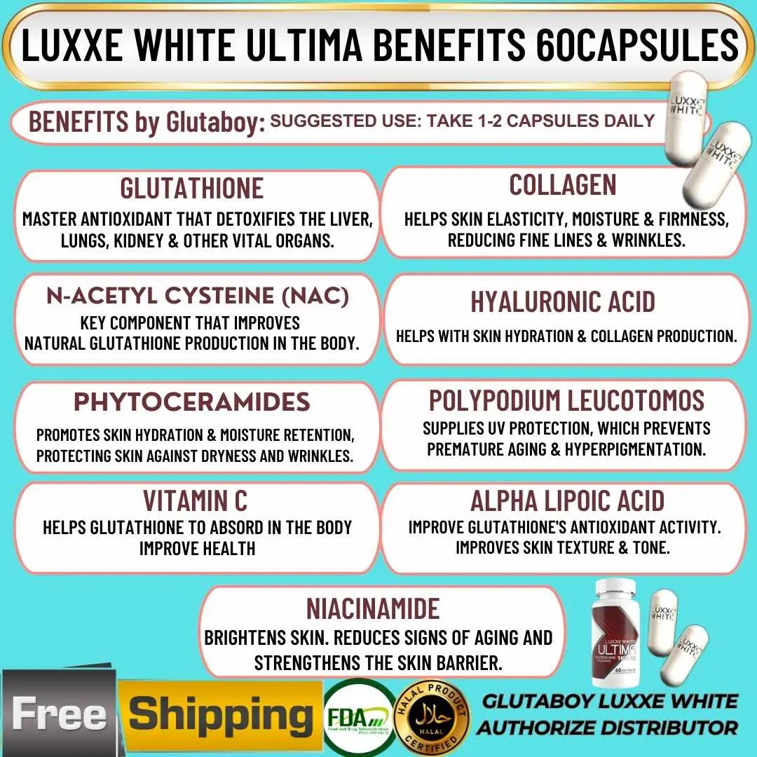 FRONTROW ] LUXXE WHITE ULTIMA 30s(REPACK) 1400MG GLUTATHIONE WITH COLLAGEN  AND NIACINAMIDE BENEFITS PAMPAPUTI ORAL SUNBLOCK