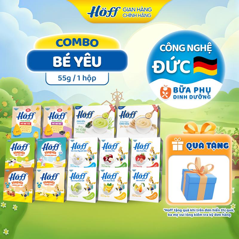 COMBO Bé Yêu Sữa chua váng sữa cháo sữa Hoff trẻ em bổ sung Canxi chất xơ chất béo HMO MFGM cho bé ăn dặm