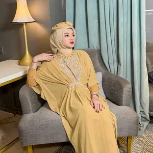 HALIMAH - Adzkia Baju Abaya Kaftan Lebaran Terbaru 2026 Idul Fitri Simpel Elegan Bukber Outfit