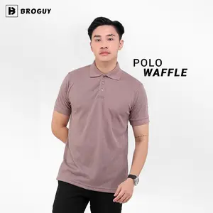BROGUY Kaos Polo Shirt Pria Waffle Kancing Kerah Pendek Desain Simpel Trendy Cocok Untuk Semua Aktivitas