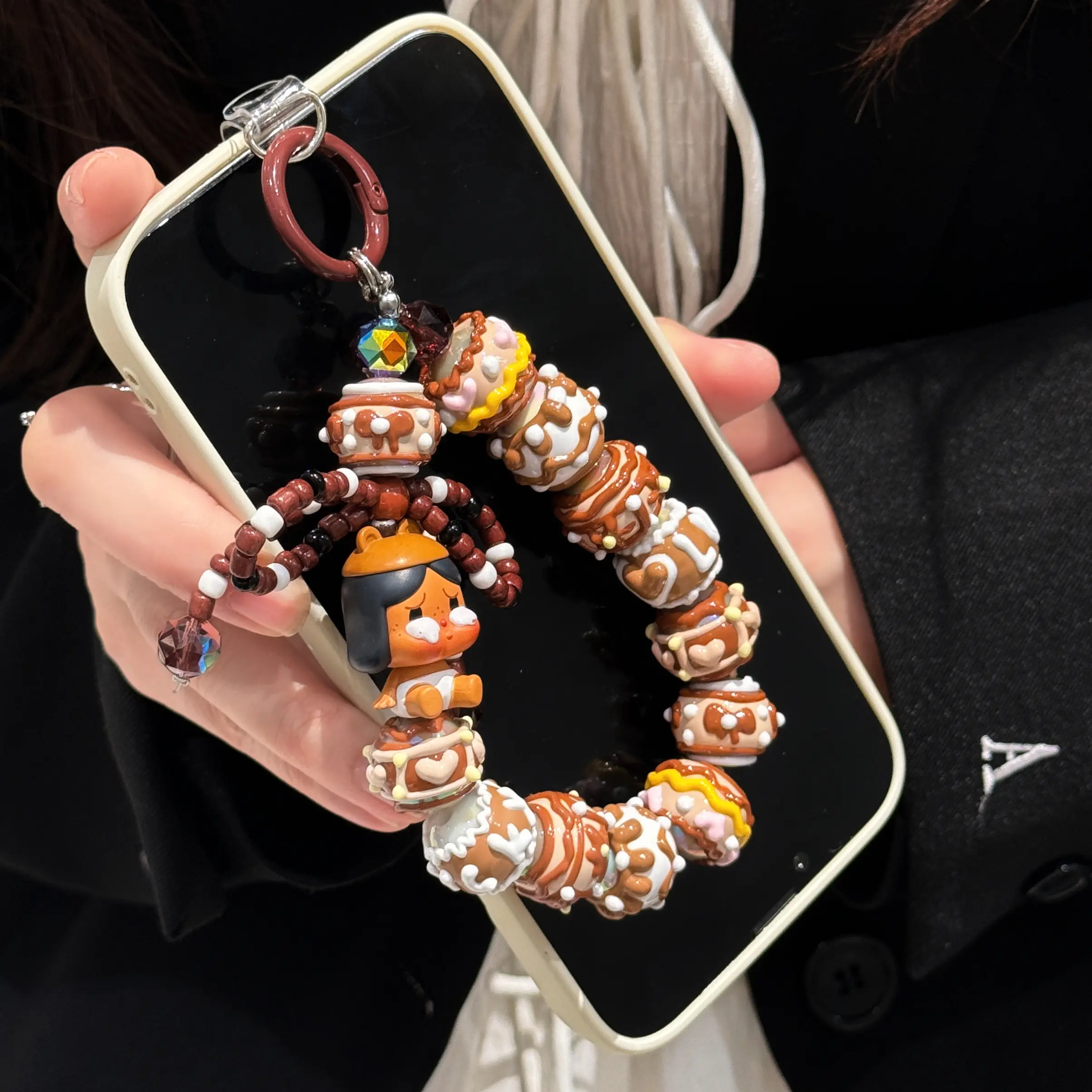 Bean Diy Heavy Industry Oil Paint Genuine Cute Beaded Phone Chain Handmade Bead Pendant Explosive Tribal Style Keychain Bag Pendant Female for Gifts