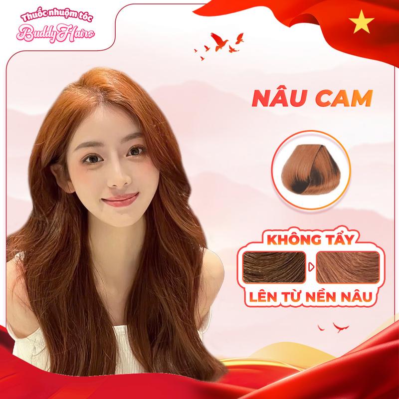 Thuốc nhuộm tóc NÂU CAM của Buddyhairs TẶNG KÈM găng tay, mũ trùm đầu tiện lợi