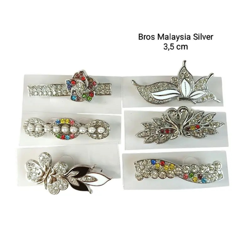 15 pcs BROS MIDI 2-3cm Campur Motif Beda Semua Bross Pin Peniti Hijab Random Mix Model Motif Silver Gold Penjepit 7