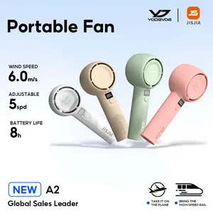 JISJIA Kipas Angin Mini A2 5-Speed 1200mAh LED Display Baterai Lithium USB Type-C Portabel Ringan untuk Tangan dan Desktop
