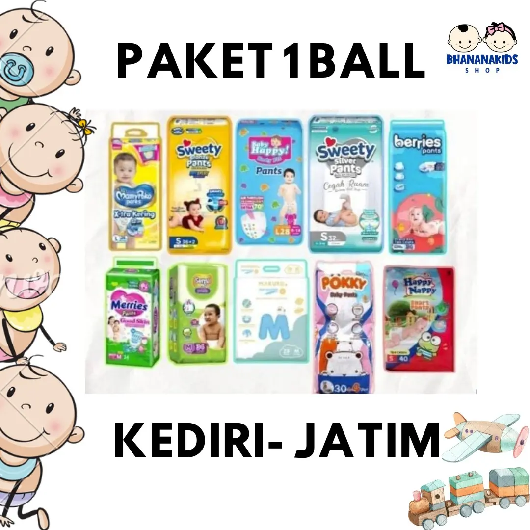 POPOK ALL MERK PAKET 1 BALL (mamypoko,sweety,babyhappy,dll) Bayi Baru lahir Balita