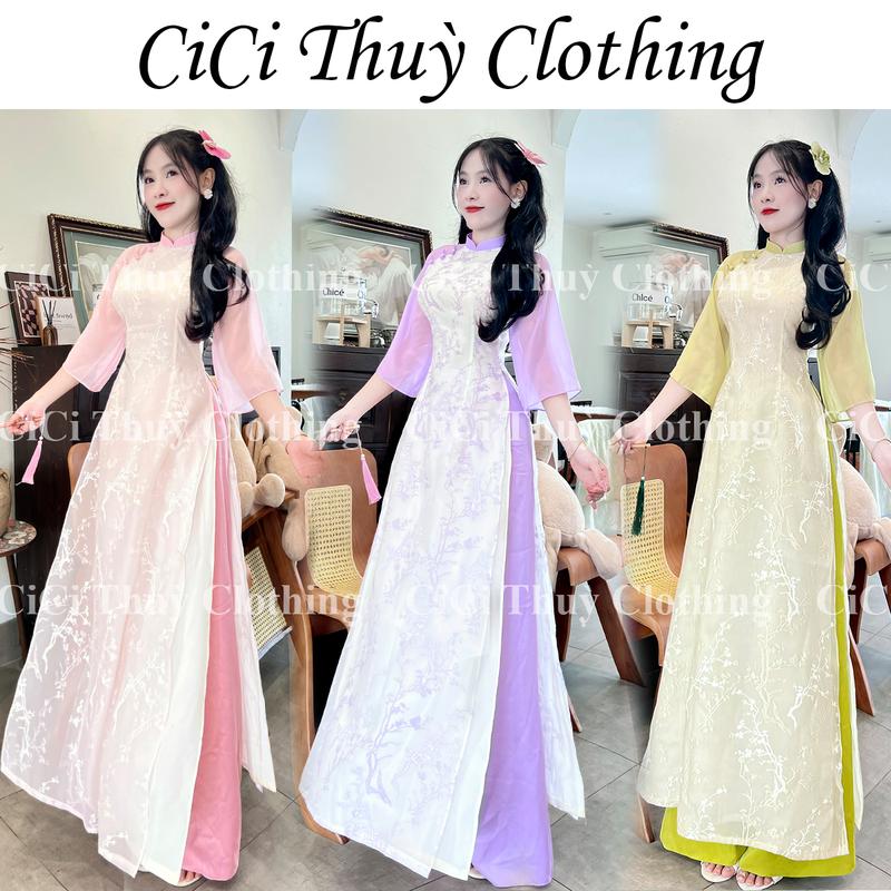  BST Tết 2026 Áo Dài Hân Dư Dáng Eo Cổ 2 Phân Đính Nơ Ngọc Xinh Xỉu - CiCi Thuỳ Clothing đóng ngọc trang phục truyền thống 