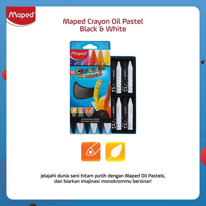 Gambar Maped Crayon / Krayon Oil Pastel warna Hitam & Putih isi 12 pcs dari Maped Store Kota Administrasi Jakarta Timur Tokopedia