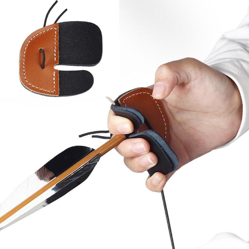 Product Introduction of Double-deck Leather Archery Finger Guard Protection Glove Tab Protector Shooting Pad Bow E0L0 29