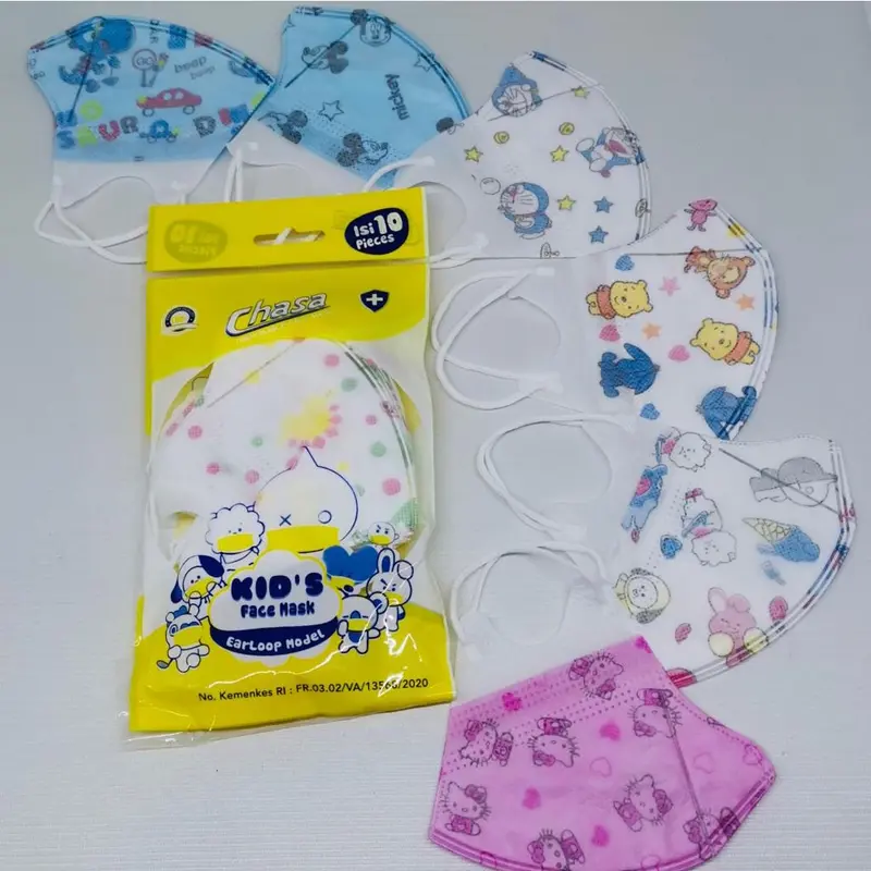 Duckbill Anak Chasa Sachet per 10pcs 3ply Earloop Masker Duckbill Anak Motif Earloop Kemenkes / Masker Medis Anak Motif 0