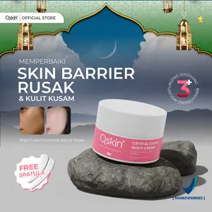 QSKIN+ Crystal Clear Night Cream - Pelembab Wajah 3in1 Moisturizer - Mengencangkan Mencerahkan Menghaluskan Krim Malam Flek