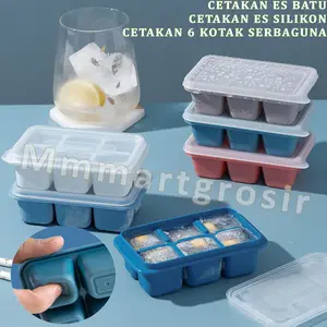 Cetakan Es Batu / Cetakan 6 kotak / Cetakan Es Silikon / Multifungsi / 3Pcs Silicone