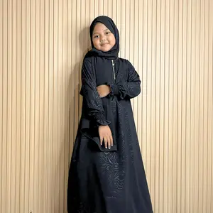 [MOTIF BARU] Abaya Anak Motif Embos Warna Hitam by Aldana Fashion & Hijab