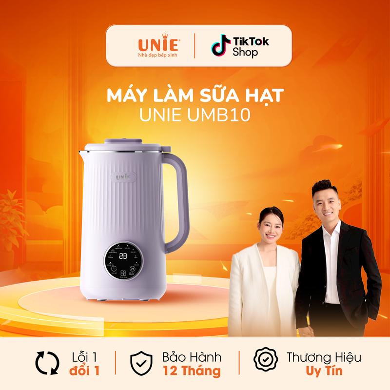 [ƯU ĐÃI CÓ HẠN] Máy Làm Sữa Hạt UNIE Xay Nấu Nhuyễn Mịn Dung Tích 1L, Lưỡi Xay 10 Cánh, 8 Chức Năng Xay Nấu, Hẹn Giờ 12 Tiếng UMB10