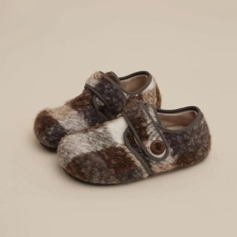 Form nhỏ Giày nữ cao cấp lông cừu ép dạ phối khuy CARA