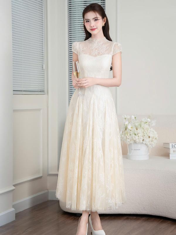  Cira Boutique Đầm Dự Tiệc Ren Hoa Dáng Xoè Tay Ngắn Hở Lưng D1444 - Chất Liệu Cao Cấp Sang Trọng Phù Hợp Đi Làm Đi Chơi Và Dự Tiệc 