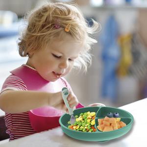 Baby Tableware Silicone Children Dining Plate Toddler Feed Divide Suction Plate Kid Feeding Set