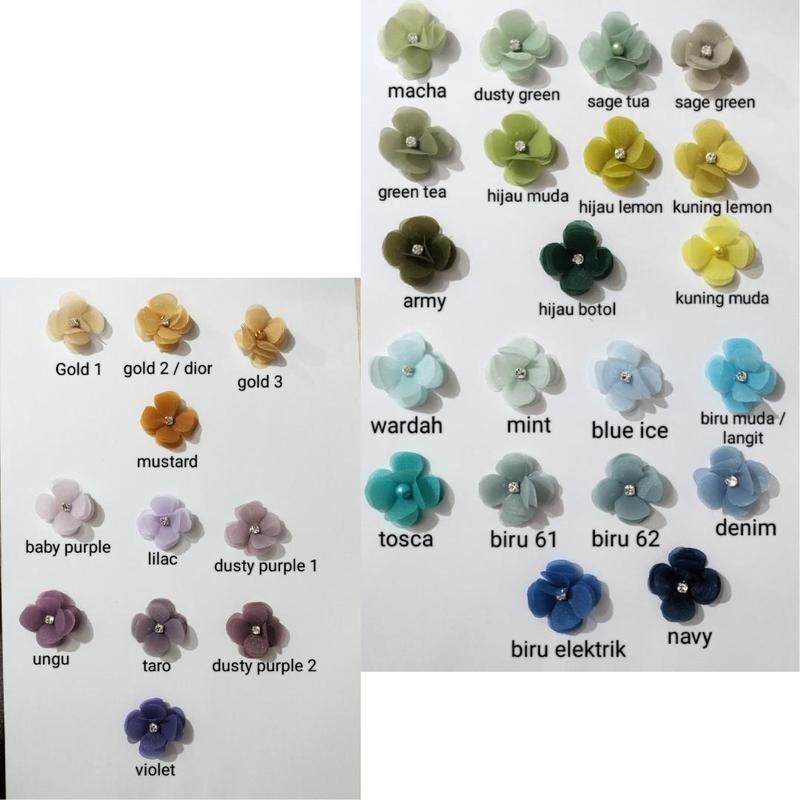 Aplikasi bunga semanggi juntai 4cm -bunga 3D -kebaya -payet -organza -gamis -jahit 3