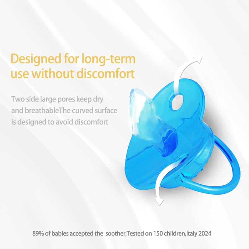 Product Introduction of Blue 26-letter soother Essential for soothing your baby to sleep Pacifier set with chain clip and dust cap Can be used as a teether 4