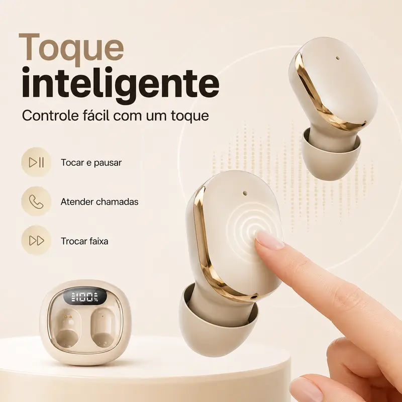 Fone Bluetooth Q33 Sem Fio com Microfone e Controle Touch