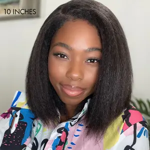 12A Malaysian Kinky Straight Wig Glueless Human Hair Wigs Pre Plucked 13X4 Yaki Straight Lace Front Wig 4x4 Lace Closure Wig