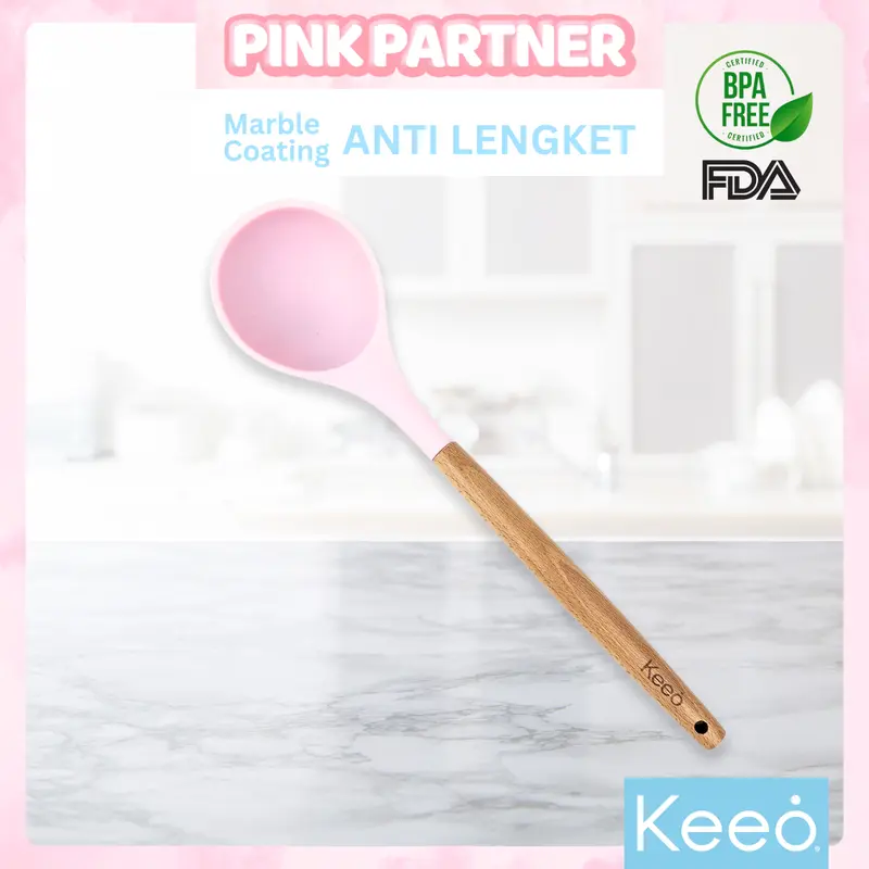 Keeo Aneka Spatula Sutil Silikon Tahan Panas Food Grade Pink Kitchenware 6