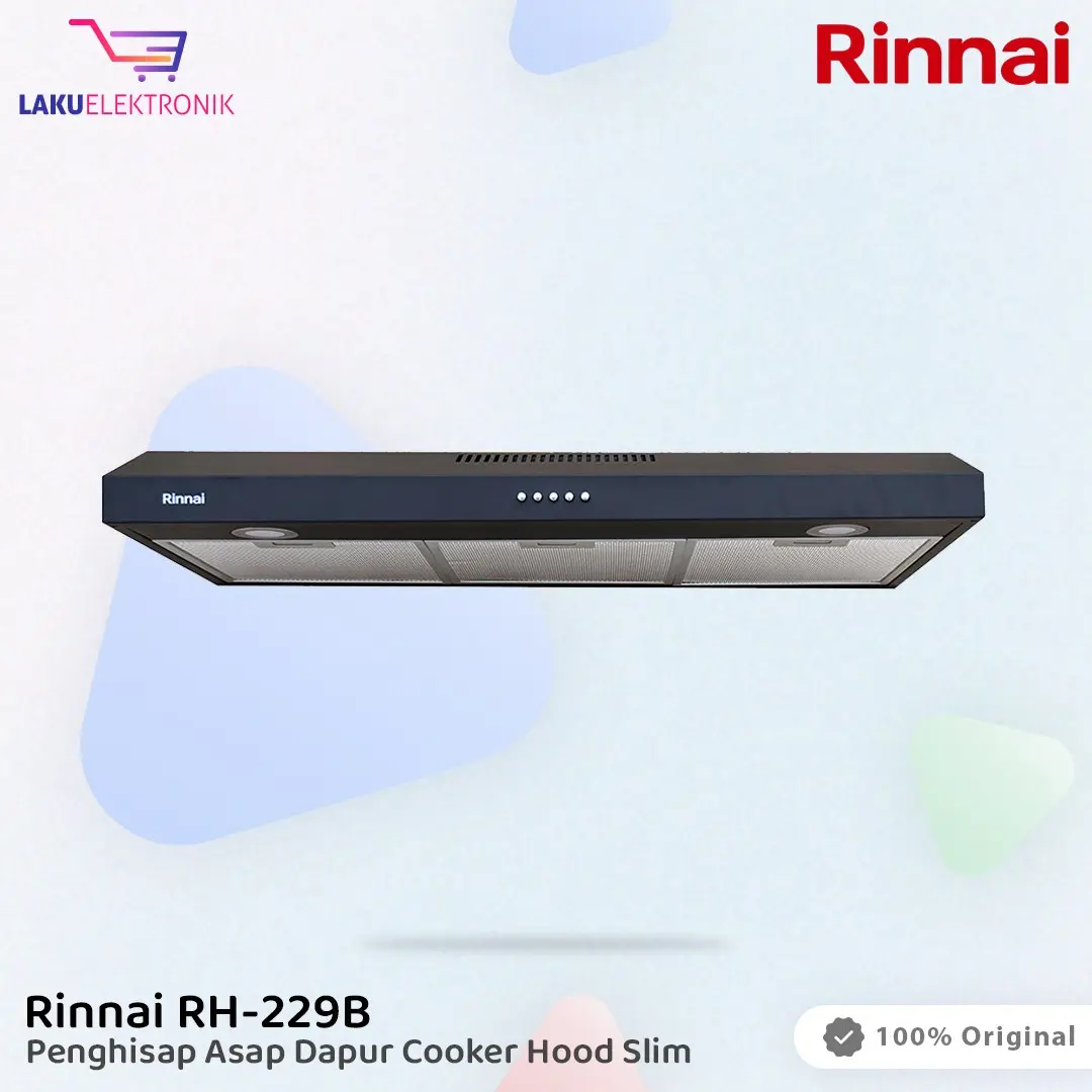 Rinnai Cooker Hood Penyedot Asap Dapur RH-229B Slim Penghisap Asap Kompor Dapur Modern Minimalis dengan Sistem Ventilasi Charcoal Filter dan LED Spot Lamp Black Hitam RH-229B