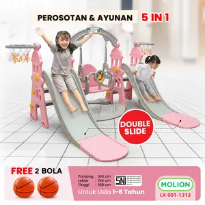 Mainan Prosotan Seluncuran Ayunan 5in1 Double Slide Perosotan Ganda Playground 001-M1313