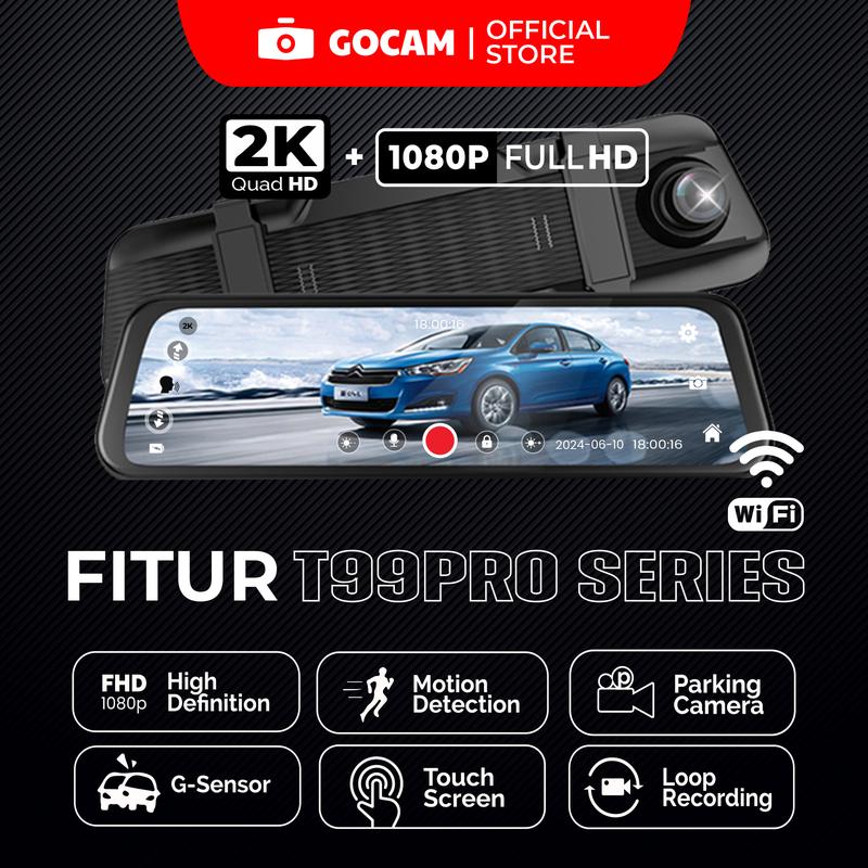 [COD] T99 PRO WIFI Connect Dashcam Mobil 2K + 1080p Resolution 9.6 Inch Layar Sentuh Full Screen IPS Night Vision Dual Lens Perekaman Loop 24 jam Car Kabel 1