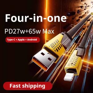 65W 4in1 Micro USB A+C Cable to Type C PD 27w/65w 2.4A Micro USB Android Fast Charging Wire Cables charger