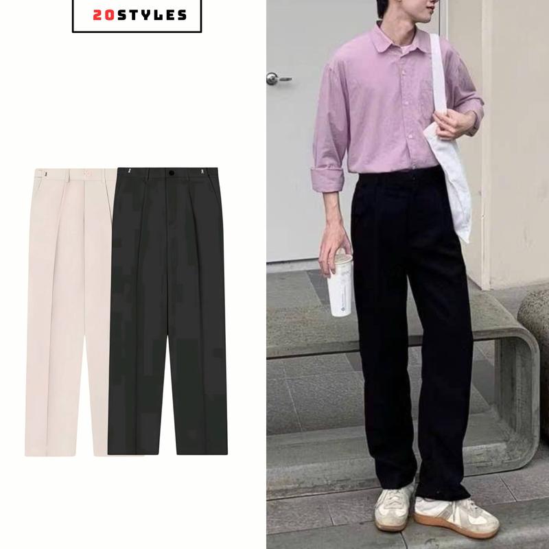 [Deal Mở Bán] Quần âu suông cạp có Sidetab điều chỉnh cạp, chất vải Tuyết Hàn, quần vải ống rộng phong cách trẻ trung năng động, dáng quần ống suông rộng trơn