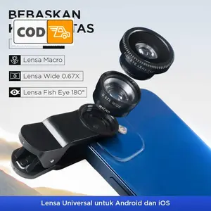 Lensa Kamera HP 3 in 1 Fish Eye Makro Wide untuk Smartphone Fotografi Jernih Lensa Lensa Zoom HP