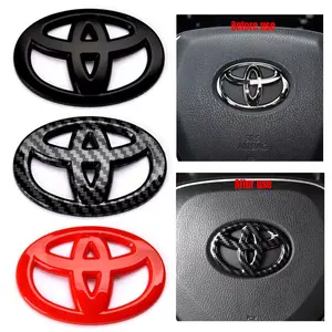 Casing Logo Stir Mobil Toyota Carbon Steer Car-6.5cm-x-4.4cm