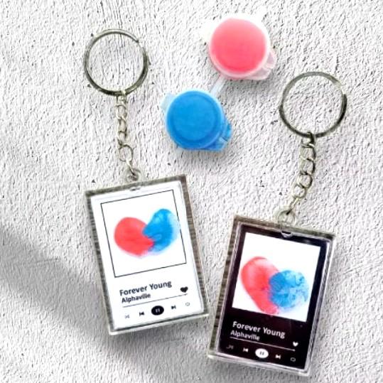GANCI SPOTIFY SIDIK JARI FREE CAT SIDIK JARI Keychain Akrilik Kunci Love Biru 0