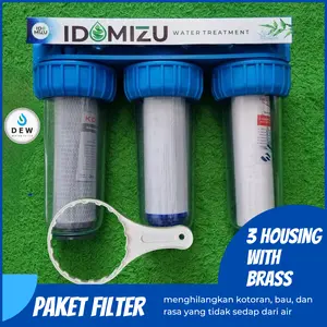 Paket Filter Penjernih air 3 Housing with brass 10" Merk IDOMIZU Water