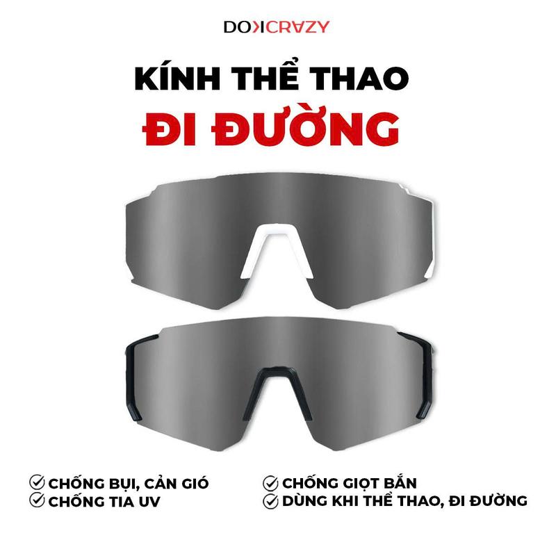 DEAL MỞ BÁN KÍNH RÂM TRÁNG GƯƠNG DOKCRAZY TREKKING PICKLEBALL TENNIS THỂ THAO CẢN GIÓ CHO NGƯỜI ĐI XE MÁY XE ĐẠP CHỐNG BỤI ĐI ĐƯỜNG UNISEX CHỐNG TIA UV400