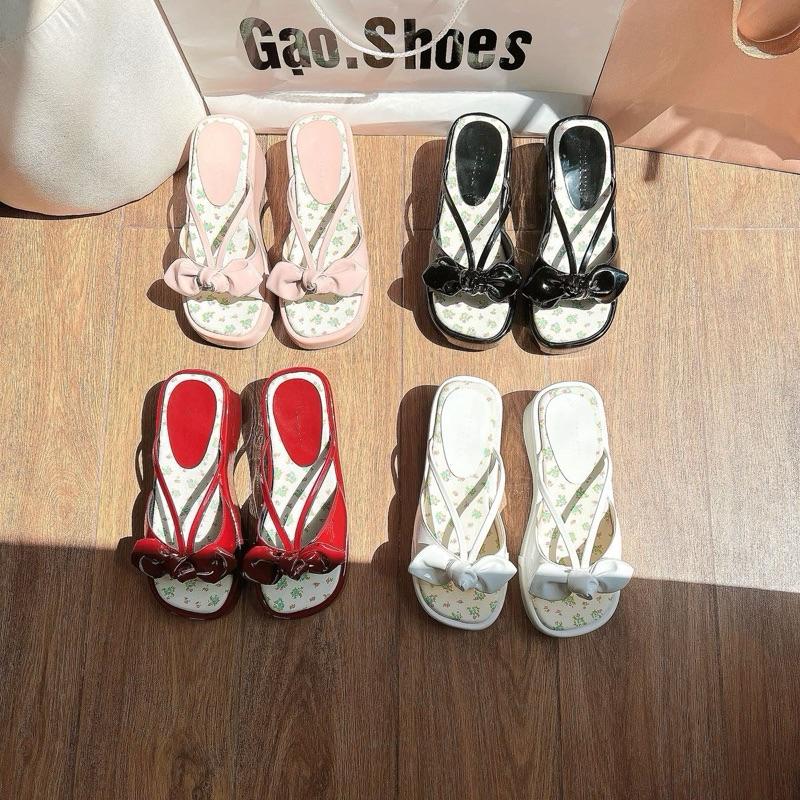 [DEAL MỞ BÁN - CÓ BIGSIZE] Dép Bánh Mỳ Nữ 6CM/Dép Lê Nữ 1CM, Phối Hoa, Quai Nơ Yếm Dễ Thương.