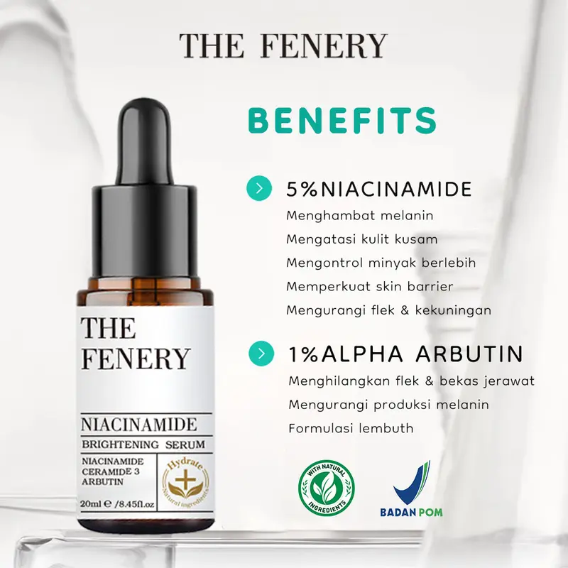 The Fenery Niacinamide Brightening Serum 20ml Essence Aging Wajah. Mencerahkan Kusam Hitam Acid Memutihkan Hyaluronic Pembersihan Vitamin Perawatan Extract Memudarkan 1